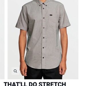 RVCA Men's Casual Light Gray Button Down Shirt